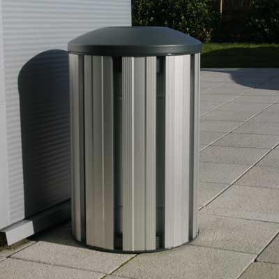 Fusion Litter Bin in Silver with dome top.
