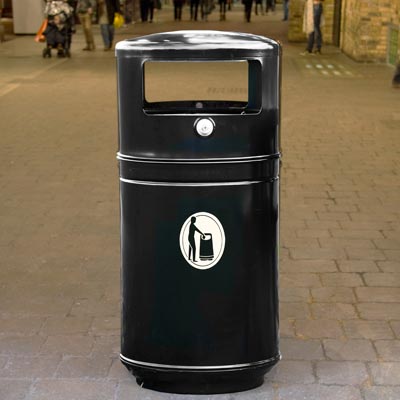 Metal Guppy Litter Bin in Black.